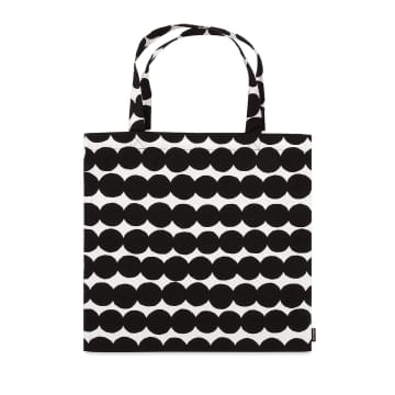 Marimekko Black And White Rasymatto Cotton Bag