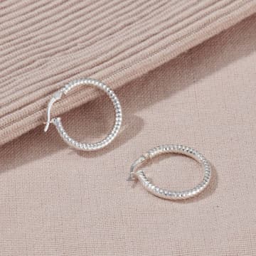 Posh Totty Designs Silver Diamond Cut Hoop Earrings In Metallic