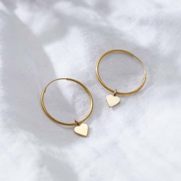 Posh Totty Designs 18ct Yellow Gold Plate Large Hoop Heart Charm Earrings