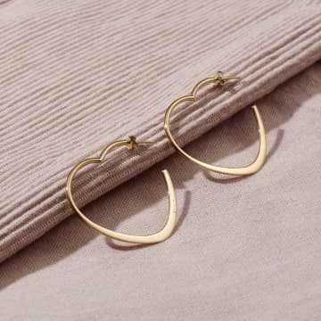 Posh Totty Designs 18ct Gold Plate Large Heart Hoop Earrings In Yellow