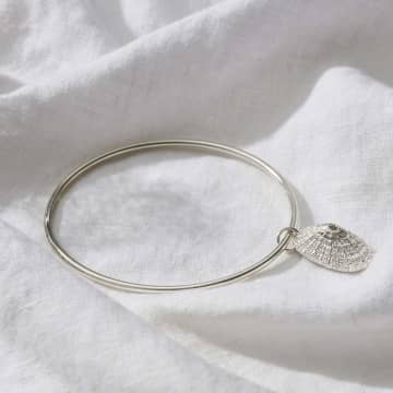 Posh Totty Designs Silver Limpet Shell Charm Bangle In Metallic