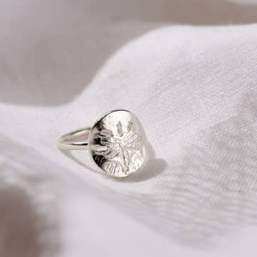 Posh Totty Designs Silver Sand Dollar Ring In Metallic