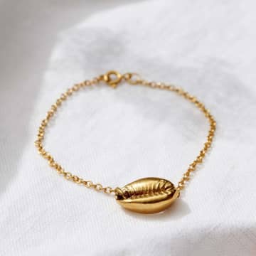 Posh Totty Designs 18ct Gold Plate Cowrie Shell Bracelet In Yellow