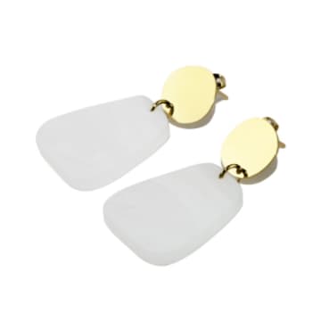 Sept Cinq White Brass Earrings In White/white