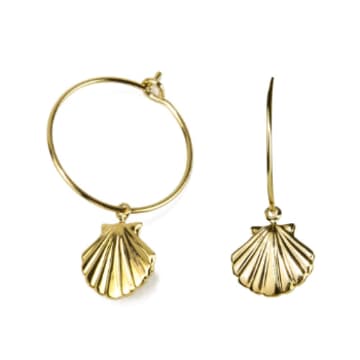 Sept Cinq Medium Gold Brass Earring In Gold/gold