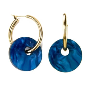 Sept Cinq Blue Plexiglass Saucer Earrings