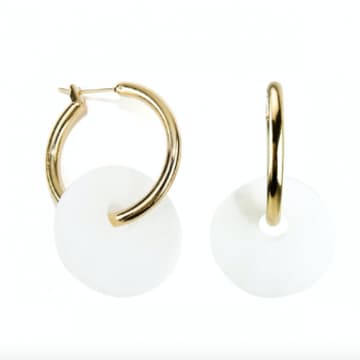 Sept Cinq White Plexiglass Saucer Earrings