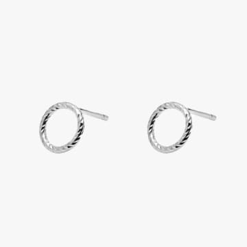 Myia Solid Silver Circle Faceted Earrings In Metallic