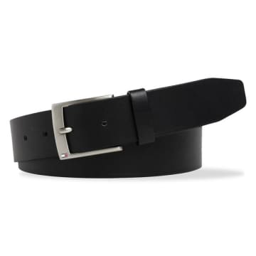 Tommy Hilfiger Flag Buckle Leather Belt Black