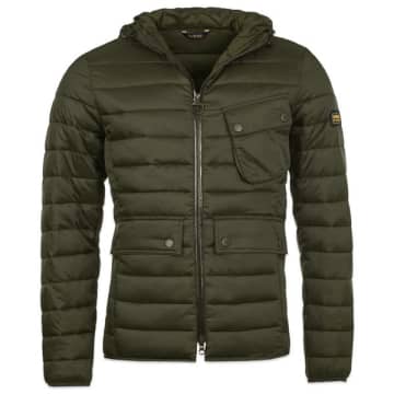 Barbour Olive Ouston Hooded Quilt Jacket In Green
