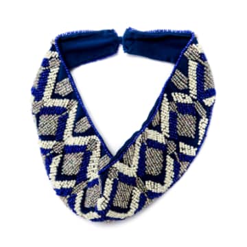 Alibey Accesorios Blue Geometric Pattern Choker Necklace 7283