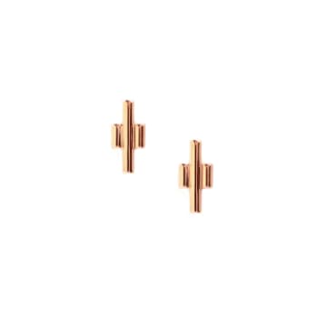 Matthew Calvin Rose Gold Earrings Tri Studs