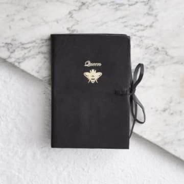 Vida Vida Leather Queen Bee Notebook In Black