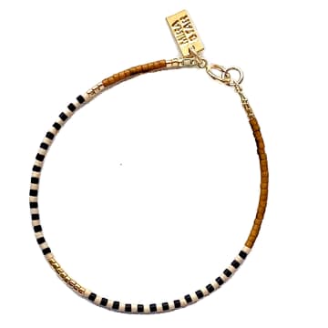 Mira Star Bracelet Isa With 24k Gold-plated Glass Beads In Pink