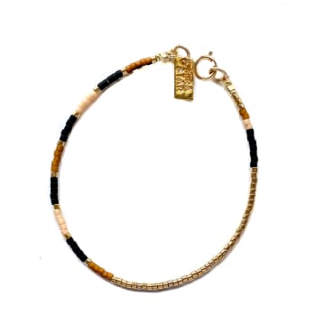 Mira Star Bracelet Dani With 24k Gold-plated Glass Beads In Pink