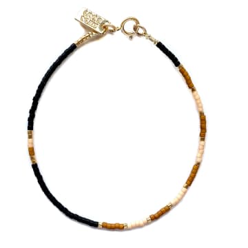 Mira Star Bracelet Eli With 24k Gold-plated Glass Beads In Pink