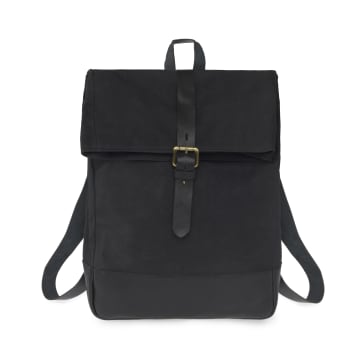 Vida Vida Cotton Canvas And Leather Roll-top Backpack In Neutrals