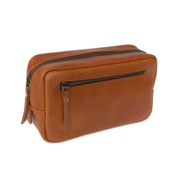 Vida Vida Leather Shaving Kit Bag In Neutrals