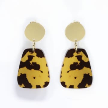 Sept Cinq Brown Gold Leopard Amphora Earrings