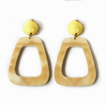 Sept Cinq Beige Gold Anchor Latte Earrings