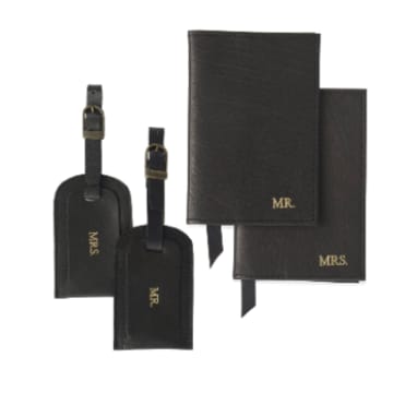 Vida Vida Wedding Passport Cover And Luggage Tag Set In Black