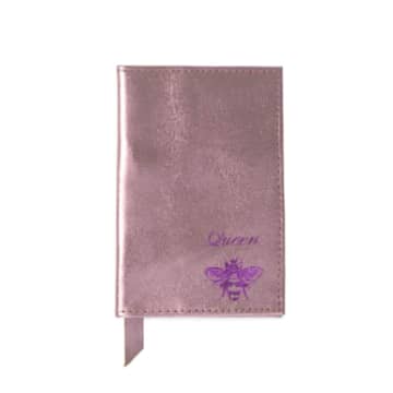 Vida Vida Metallic Pink Leather Queen Bee Passport Cover