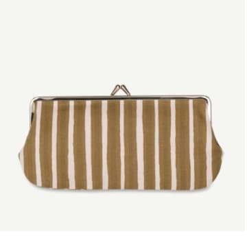 Marimekko Beige And Pink Cotton Glasses Case Piccolo Strip Clutch In Neturals