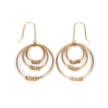 Just Trade Brass Ribbon Triple Hoop Earrings