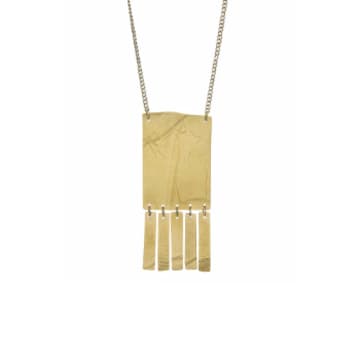 Just Trade Brass Fringe Rectangle Pendant Necklace