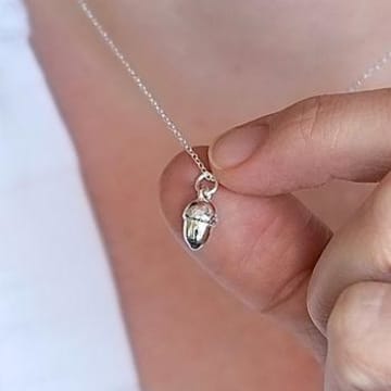 Gracie Collins Silver Acorn Necklace Baby Acorn Charm In Metallic