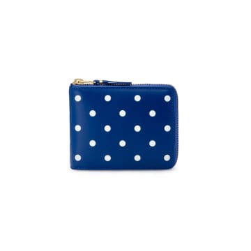 Comme Des Garçons Wallet Polka Dots Printed Navy Sa7100pd In Blue