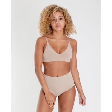 Beaumont Organic Nude Endija Organic Cotton High Waisted Briefs In Neutrals