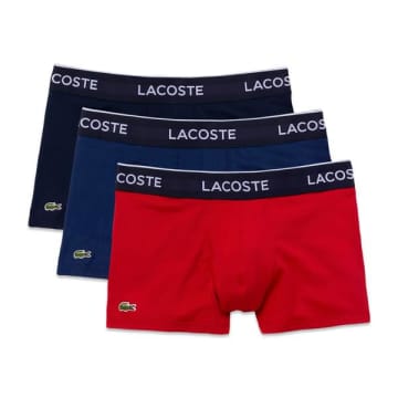 Lacoste 3 Packcotton Stretch Trunks Red Blue Navy