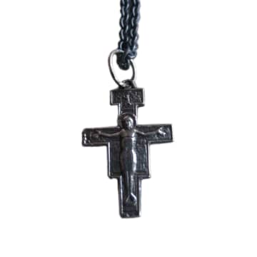 Window Dressing The Soul Oxidised 925 Silver Cross With Jesus Necklace In Metallic