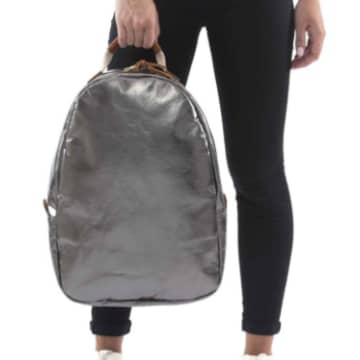 Uashmama Washable Paper Backpack Memmo, Metallic With Cotton Belts