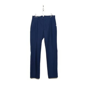 Frank Leder Pleated Slim Trouser Baltic Blue Dyed