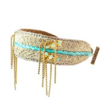 Nahua Turquoise Dita Embroidered Bracelet In Blue