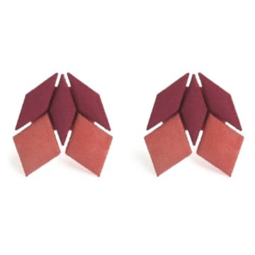 Maison 203 3d Printed Rose Gold And Burgundy No 1 Metallic Bicolour Penrose Earrings