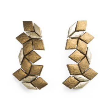 Maison 203 3d Printed Gold And Gold White No 5 Bicolor Penrose Earrings