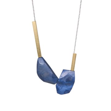 Just Trade Rachel Irregular Double Necklace In Blue