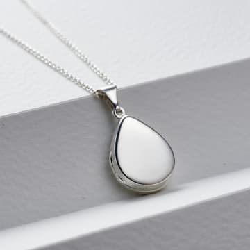 Posh Totty Designs Silver Small Droplet Locket Necklace In Metallic