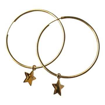 Silver Jewellery 925 Silver Star Hoop Earrings Gold In Metallic