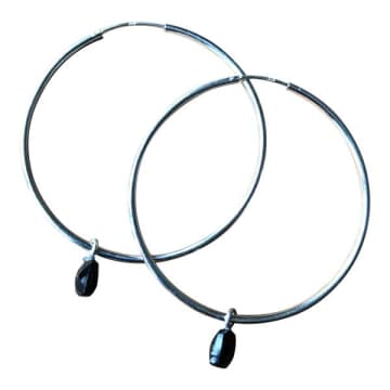 Window Dressing The Soul Black Onyx Hoop Earrings Oxidised