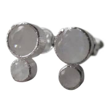 Window Dressing The Soul 925 Silver Double Moonstone Earrings In Metallic