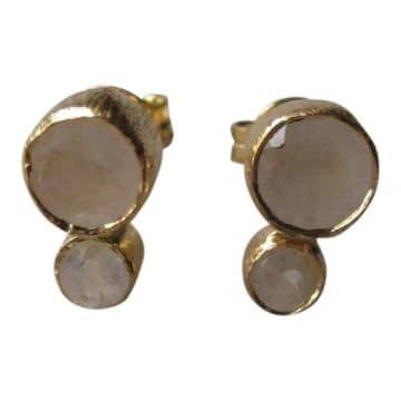 Window Dressing The Soul 925 Silver Double Moonstone Earrings Gold In Metallic