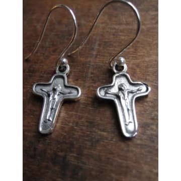 Window Dressing The Soul Silver Wdts Jesus On The Cross Earrings In Metallic