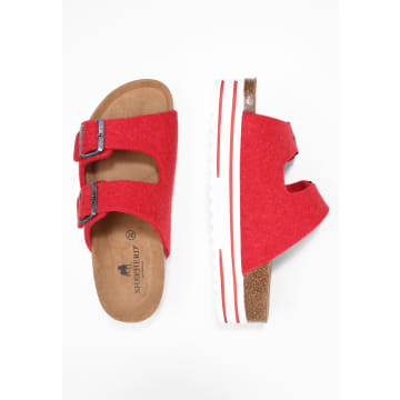 Shepherd Of Sweden Red 100% Wool Two Strap Platform Sandal In Red/red