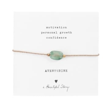 A Beautiful Story Aventurine & Gold Gemstone Card Bracelet In Green