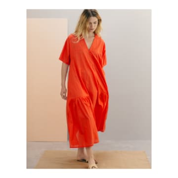 Pluto On The Moon Coral Red Leony Long Maxi Dress In Pink