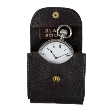 Black Bough Brown Leather Pocket Watch Pouch In Black